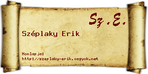 Széplaky Erik névjegykártya