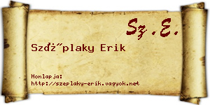 Széplaky Erik névjegykártya